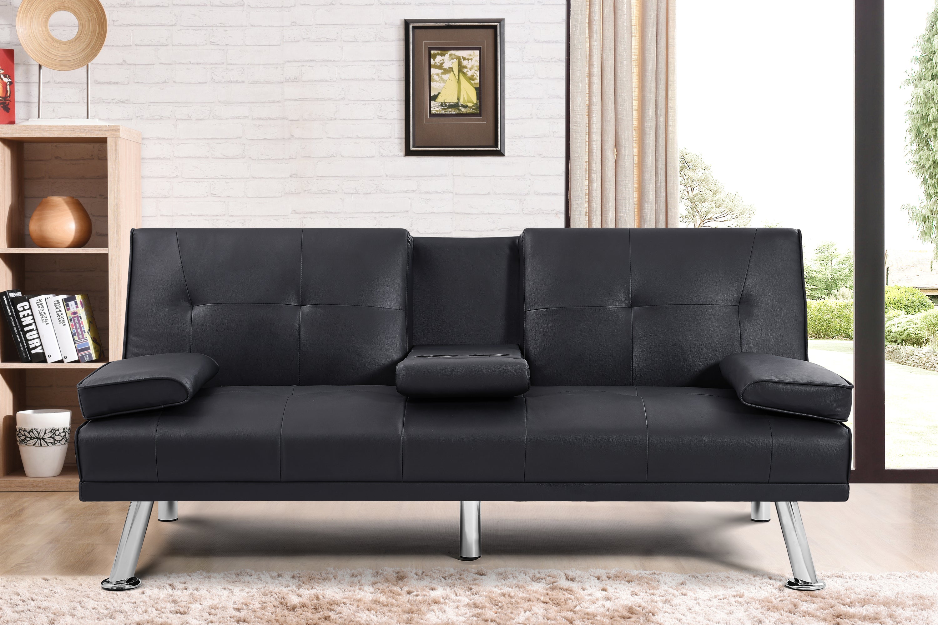 Versatile Foldable Sofa Bed with Integrated Cup Holders