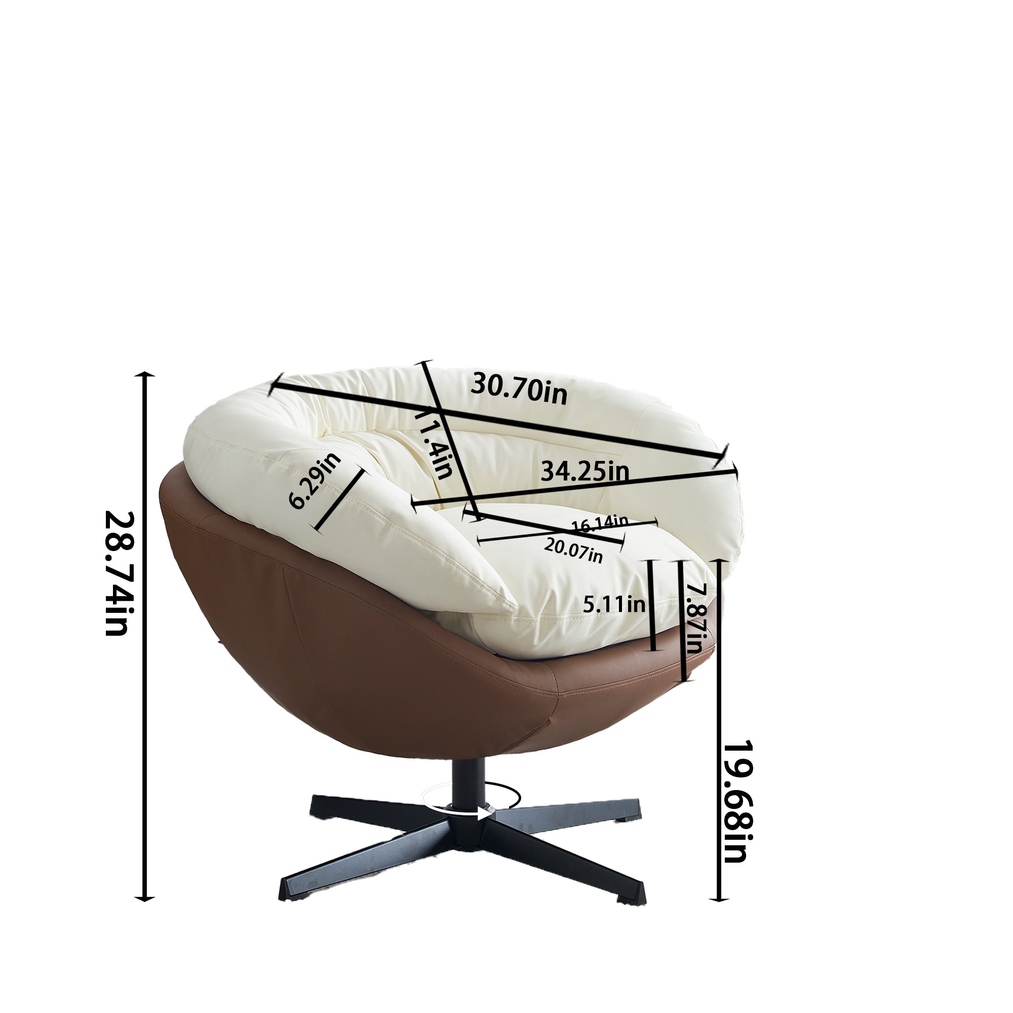 Two-Tone Swivel Barrel Chair