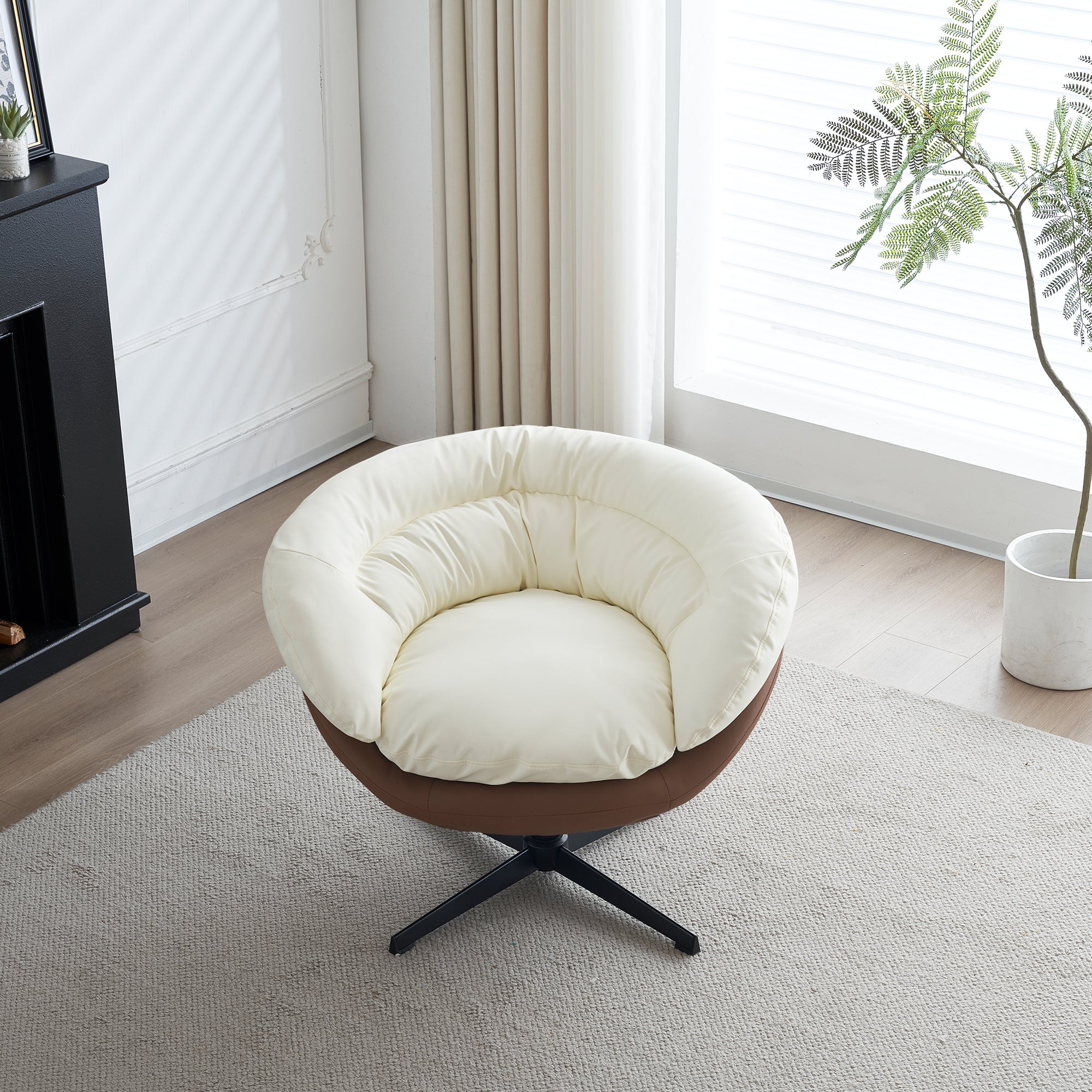 Two-Tone Swivel Barrel Chair