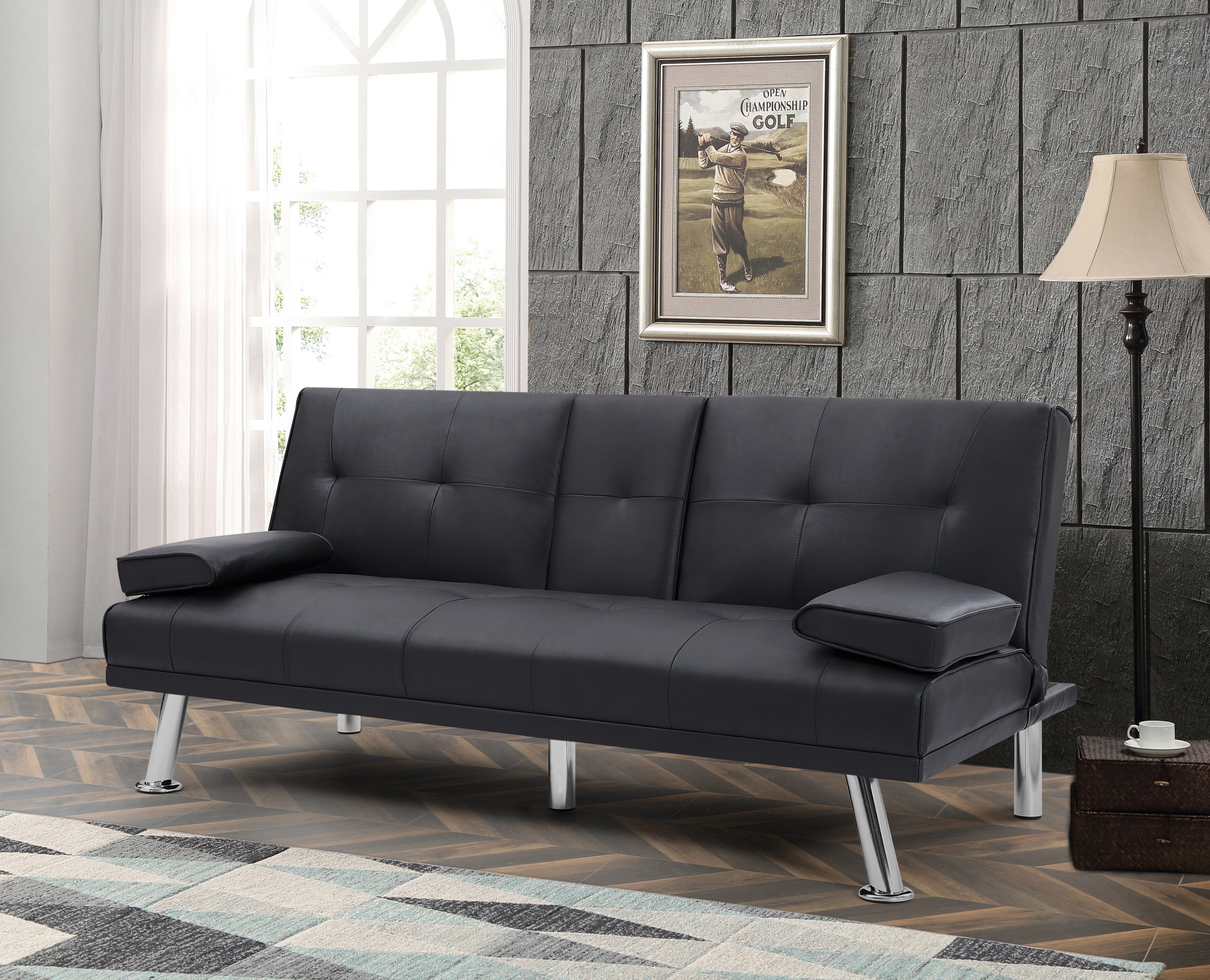 Versatile Foldable Sofa Bed with Integrated Cup Holders