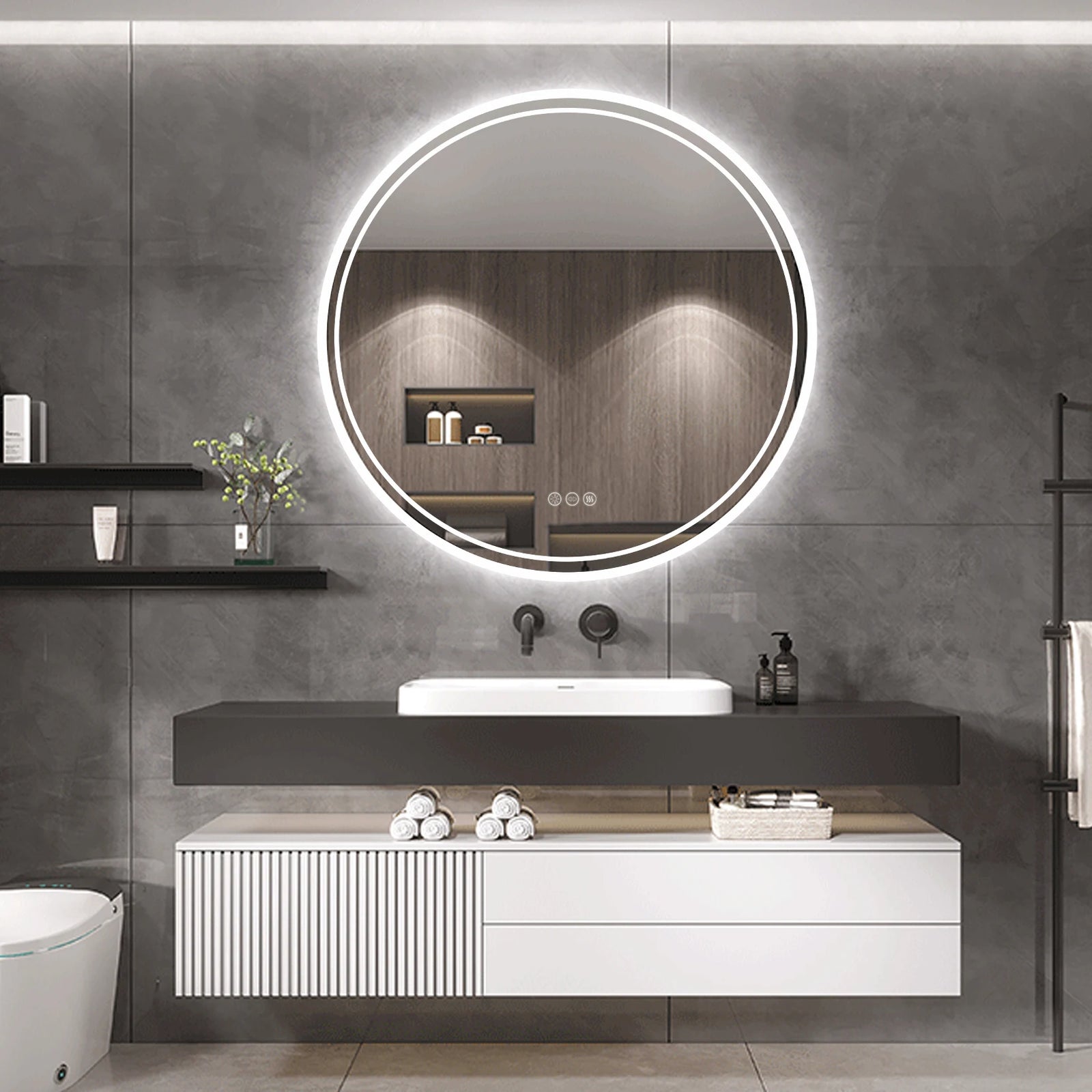 Intelligent Illuminated LED Round Mirror