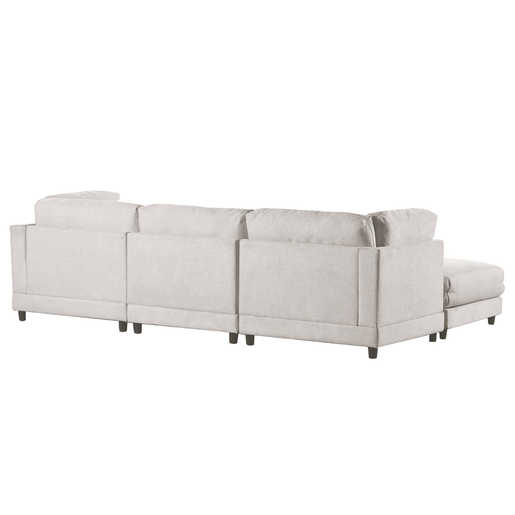 Modular L-Shaped Sofa Set with Removable Ottomans and Cushioned Backrests