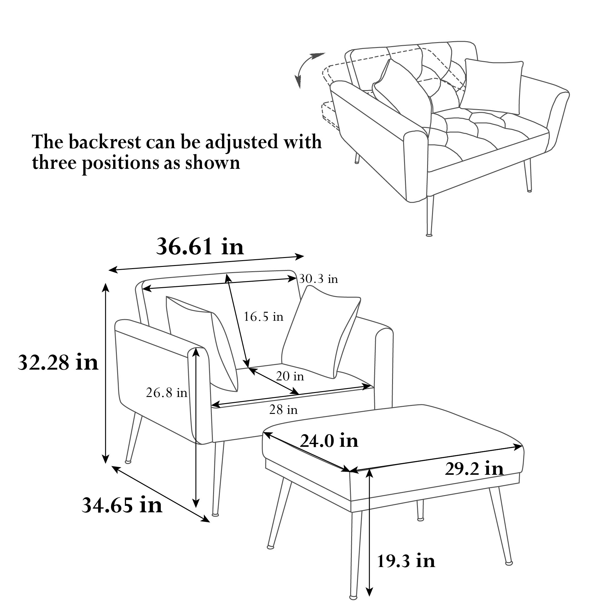 Oslo Recliner Chair with Ottoman and Pillows