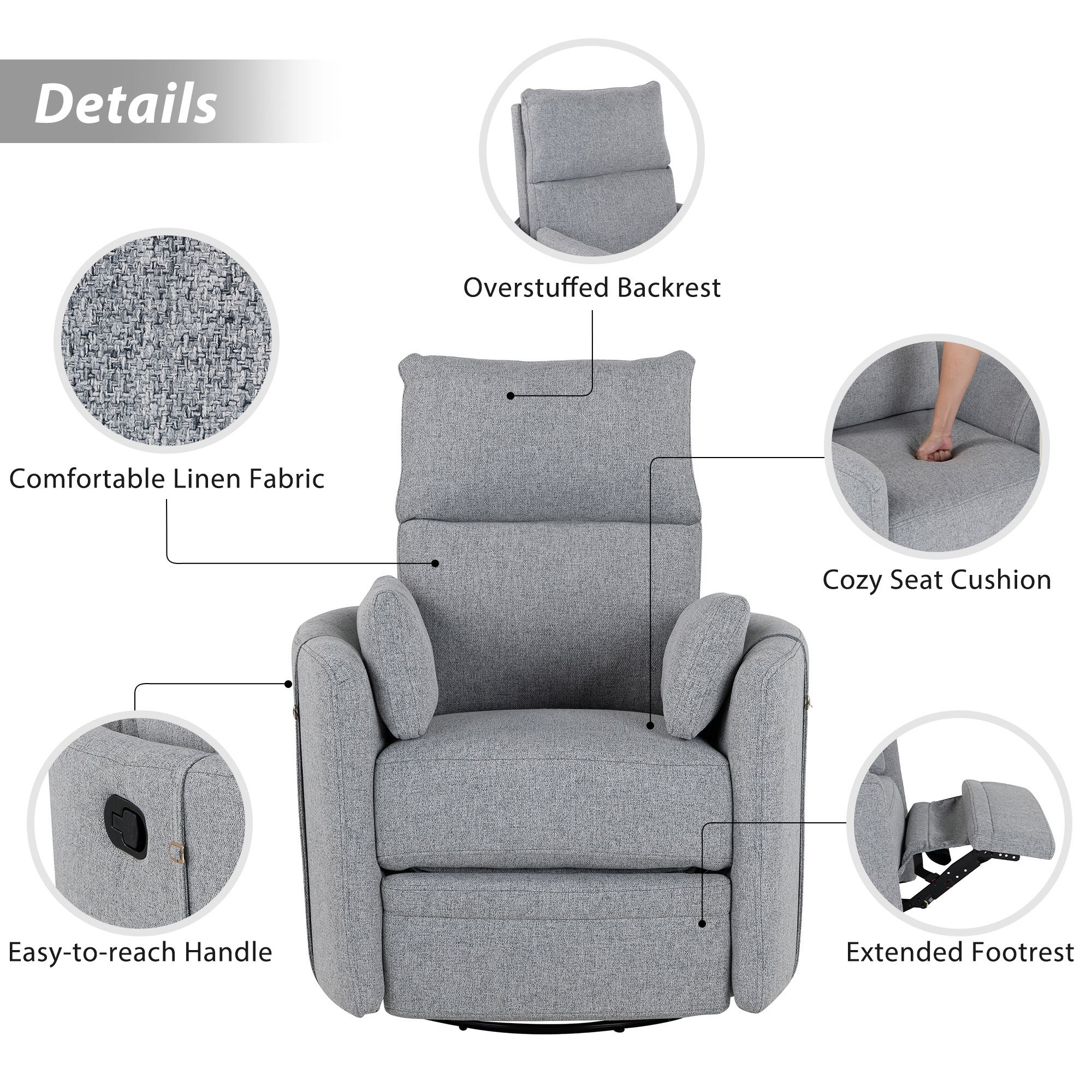 Leino Swivel Chair with Pillows