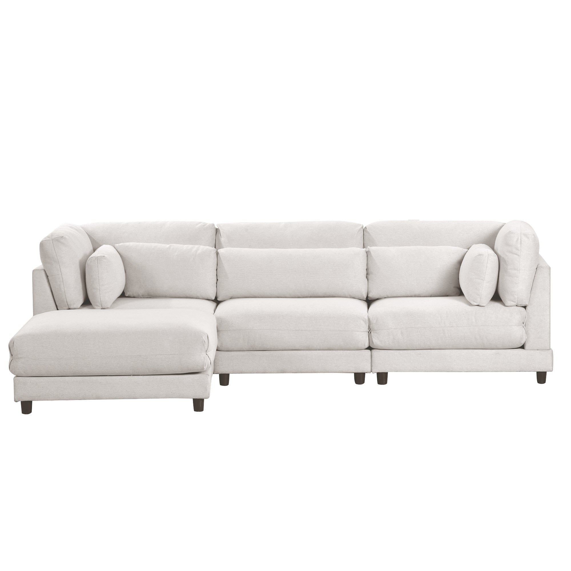 Modular L-Shaped Sofa Set with Removable Ottomans and Cushioned Backrests