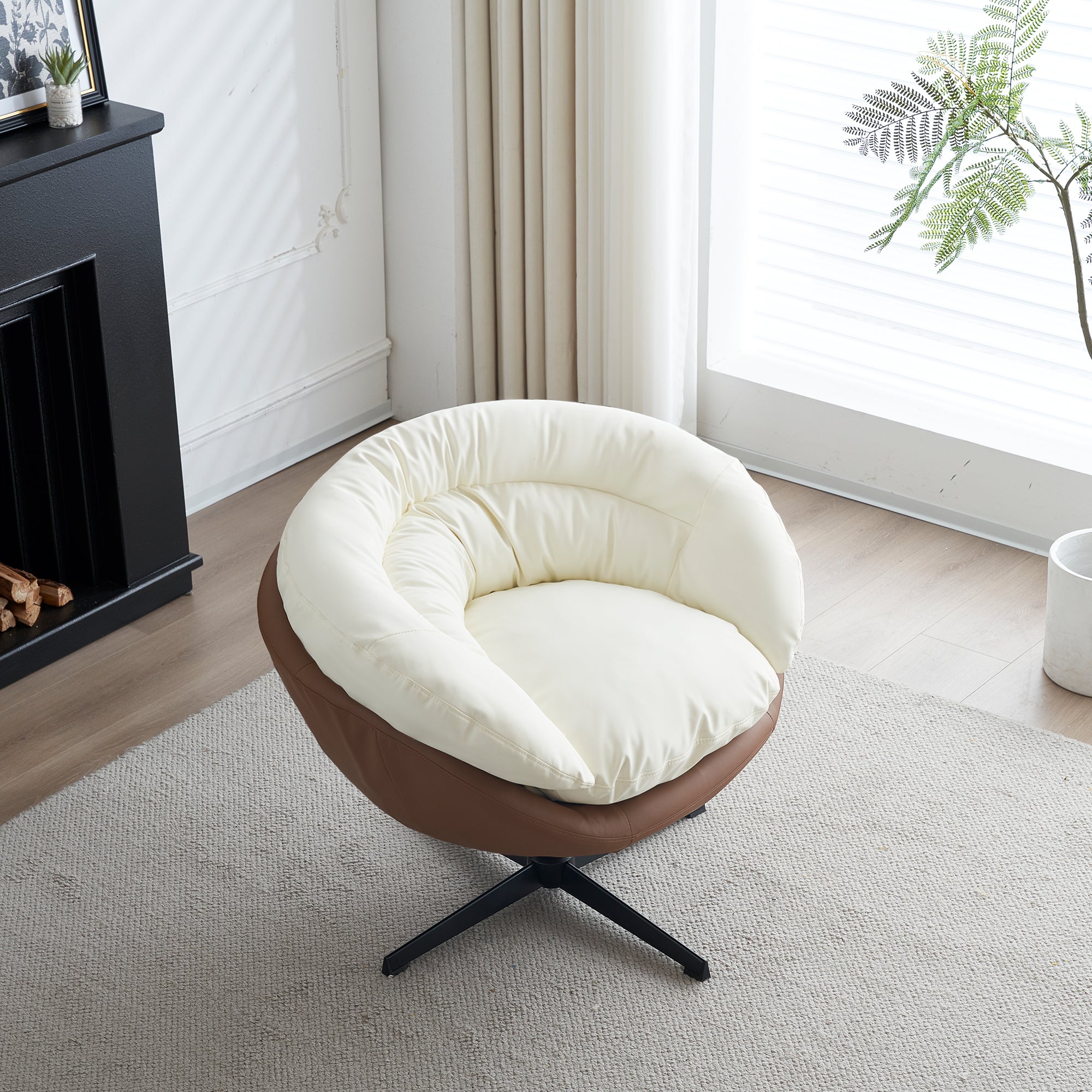 Two-Tone Swivel Barrel Chair